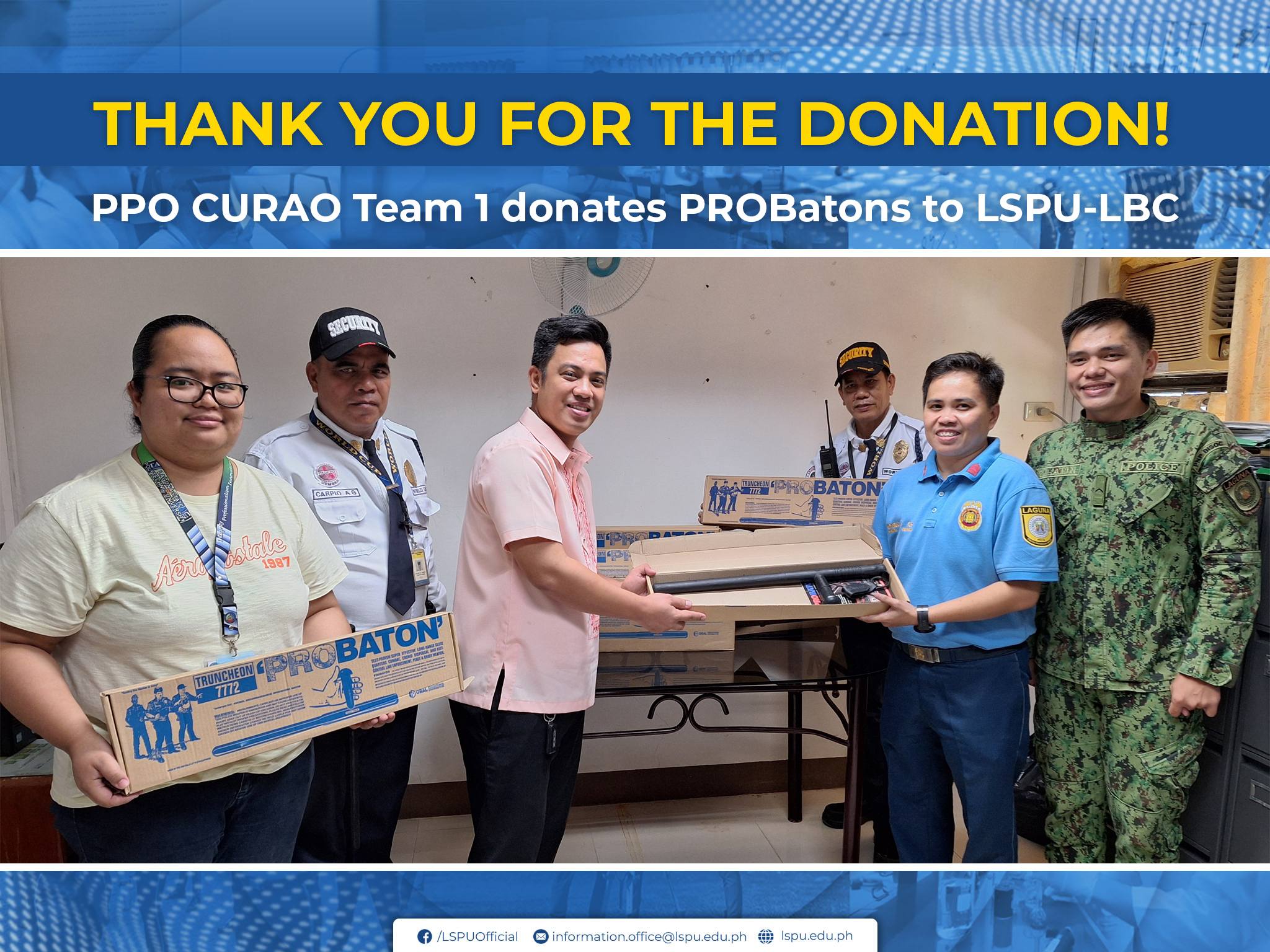LPPO CURAO Team 1 donates PROBatons to LSPU-LBC